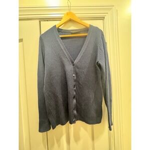 Pendleton Academia Navy Blue Ribbed V-Neck Button Front Cardigan buttermom